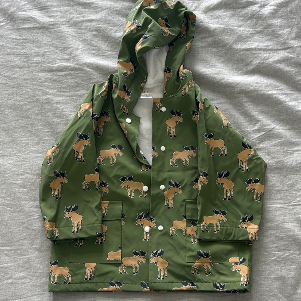 Hatley Green Moose Print Raincoat for Kids